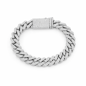 สร้อยข้อมือคิวบันลิงค์ประดับเพชรแบบพรีเมียม ทอง 10KT 14KT เงิน 925 คุณภาพ VS1 VS2 สี H-I สไตล์ฮิปฮอปสุดหรู - Product Image 1