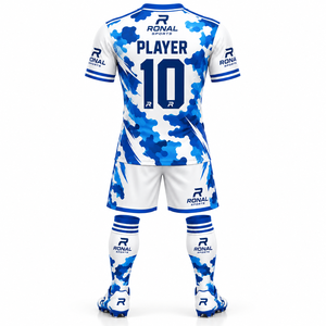 Conjunto de Camiseta de Fútbol para Hombre RONAL SPORTS, Estampado de Camuflaje Azul, Sublimada, Transpirable, de Poliéster, Uniforme de Manga Corta para Todas las Temporadas, para Adultos - Product Image 2