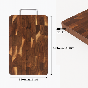 Tabla de cortar de madera maciza de acacia de veta ancha, resistente, tipo bloque de carnicero, para cocina, de fábrica OEM - Product Image 4
