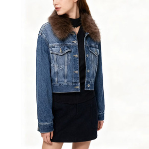 Chaqueta Vaquera para Mujer, Superventas, Transpirable, con Cierre de Botones, Dos Bolsillos, Estilo Invernal, con Cuello de Piel Sintética - Product Image 3
