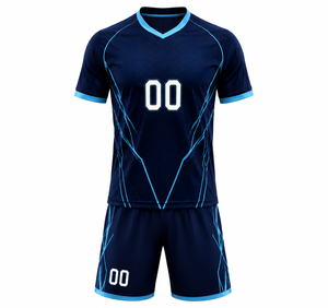 Conjunto de Camiseta y Pantalones Cortos de Fútbol Personalizados Unisex para Verano, Sublimados, Transpirables, Ecológicos, Cuello en V, Manga Corta, 100% - Product Image 1