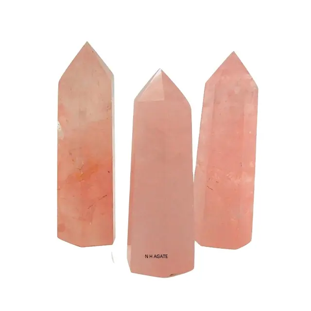 Best Quality Natural Crystal Gemstone Rose Quartz Tower Point Obelisk Wholesale Tower Wand Buy From N H AGATE