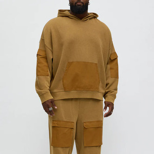 Sudadera con Capucha Extra Grande para Hombre, Diseño de Parches en Color Sólido, Algodón French Terry Transpirable, Ropa de Otoño, Corte Regular, de Salamon - Product Image 6