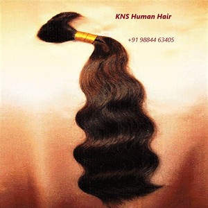 INDIAN VIRGIN HAIR Wavy Raw Virgin Indian Remy Bulk Hair Natural Black & Brown 8-40 Inches 100g Pack Clip-in/<b>Tape</b> Extensions - Product Image 6