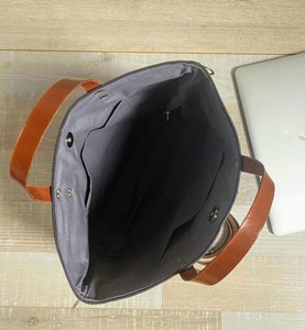 Bolsa de Mano de Lona y Cuero, Bordado Abierto, Impermeable, Personalizable, Bolso de Hombro, para Viajes, Trabajo, Compras, Gran Capacidad, Duradero - Product Image 4