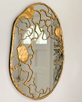 Miroir mural en verre irrégulier moderne, forme carrée, design sans cadre, finition dorée artistique, mariage