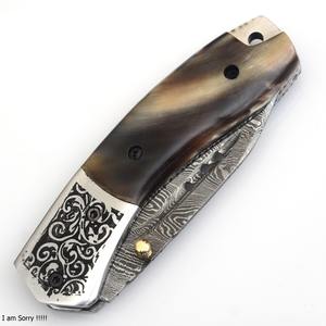 Couteau pliant en acier Damas massif, vente en gros, best-seller, couteau de poche d'extérieur avec un design de fabrication optimal - Product Image 4