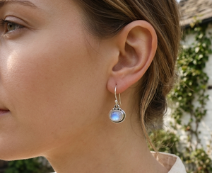 Natural Rainbow Moonstone <b>Dangle</b> <b>Earrings</b> 925 Sterling <b>Silver</b> Rose Gold Yellow Gold Plated Handmade Boho Gemstone Drop <b>Earrings</b> - Product Image 3