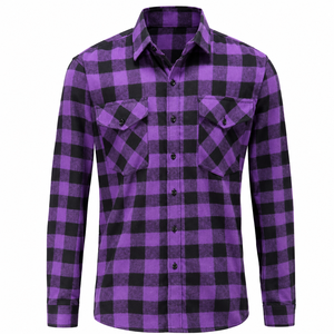 Camisa de Franela 100% Algodón para Hombre, Estilo Clásico a Cuadros, Botones de Cuerno, Transpirable, Ecológica, de Secado Rápido, Manga Larga, Estilo Casual Urbano - Product Image 1