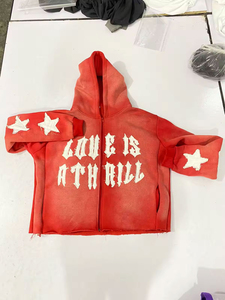 Sudadera con capucha personalizada para hombre, estilo vintage, con lavado ácido, bordado, 100% algodón, oversize, con cremallera, estilo vintage, personalizada, streetwear, con efecto desgastado. - Product Image 5