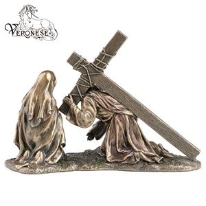 DISEÑO VERONESE Figuras de resina pintadas a mano religiosas europeas de lujo-Jesús en el camino al Calvario y Mary Home Decor - Product Image 2