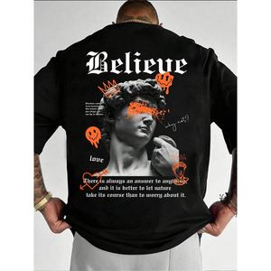 เสื้อยืดโอเวอร์ไซส์คุณภาพสูงสำหรับผู้ชาย ขายส่งเสื้อยืดเปล่าสำหรับสกรีนลาย เสื้อยืดคอตตอนพิมพ์ลายตามสั่งสไตล์สตรีท - Product Image 1