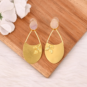 Boucles d'oreilles en laiton avec pierres précieuses naturelles multi-fluorite, bijoux tendance pour femmes - Product Image 4