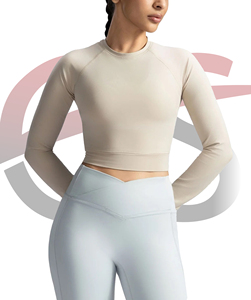 Women Long Sleeve <b>Crop</b> Custom <b>Crop</b> <b>Top</b> Slim Fit Plain <b>Crop</b> <b>Top</b> for Women - Product Image 1