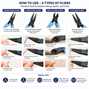 Professional Jewelry Making <b>Pliers</b> <b>Set</b> Round Nose Chain Nose Flat Nose End Cutting <b>Pliers</b> with Storage Case - Product Image 6