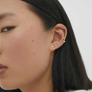 Pendientes de Oro 10K 14K 18K con Diamante Cultivado en Laboratorio de Corte Redondo, Engastado en Bisel, Delicado, para Uso Diario, Joyería Fina, Regalos para Mujer - Product Image 4