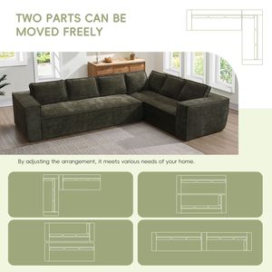 Divano Sezionale Modulare Minimalista da 328 cm con Video-Enhancement, 6 Posti, in Ciniglia Antipiega, Set 2 Pezzi per Soggiorno - Product Image 5