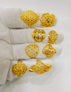 Bagues en or massif au design turc exquis, filigrane classique, motif floral élégant du Moyen-Orient, grandes bagues imposantes pour femmes - Product Image 1