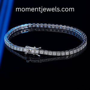 925 Sterling Silver Moissanite <b>Bracelet</b> Princess Cut Elegant Shiny Smooth Minimal Jewelry Women - Product Image 3