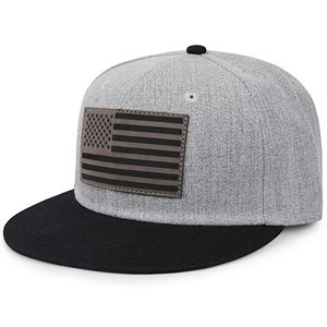 Gorra Unisex de 6 Paneles con Cierre a Presión, Color Gris, de Algodón, con Aplique de la Bandera Americana en el Panel Frontal, Estilo Casual para Adultos - Product Image 3