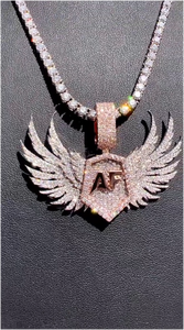 Collar con Colgante de Alas de Ángel con Incrustaciones de Moissanita VVS, Cadena Tipo Tenis, Personalizado, Tendencia, Superventas, Estilo Hip Hop, Lujo, OEM, Plata, para Fiesta - Product Image 2