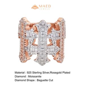 Anillo Cruzado de Moissanita en Tono Oro Rosa para Hombre, Joyería de Moda Hip Hop para Compromiso, Boda y Uso Diario - Product Image 6