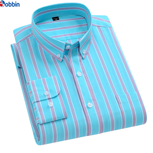 Camisa de Vestir Formal de Negocios para Hombre, Personalizada, Profesional, Nueva, a Rayas, de Manga Larga, 100% Algodón, Casual de Primavera, Suave, con Botones - Product Image 1