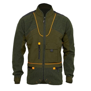 Veste de chasse vert olive avec bordure orange, fermeture éclair intégrale, plusieurs poches, vêtements d'extérieur - Product Image 1