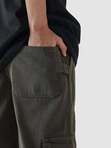 Pantalon cargo vert pour homme, taille élastique, plusieurs poches, style vêtements de travail, en toile, pour l'automne - Product Image 4