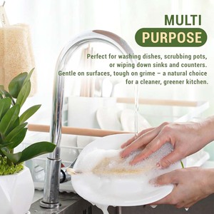 Eco-Friendly Natural Biodegradable Microfiber <b>Loofah</b> Kitchen Sponges Soft and Durable Reusable Sponges for Home Dishes Cleaning - Product Image 5