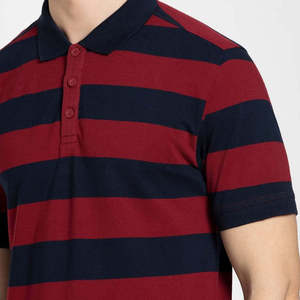 เสื้อเชิ้ตแขนยาวผู้ชาย ทรงปกติ ผ้าทอ สีแดงเข้ม/น้ำเงินกรมท่า คอกลม ผ้าฝ้าย 100% ระบายอากาศ แห้งเร็ว ด้านหน้า - Product Image 4