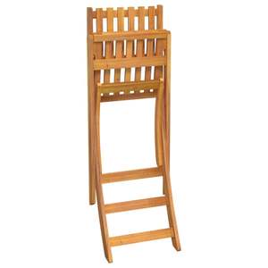 Ensemble de 2 tabourets de bar en bois d'acacia massif, couleur bois naturel, taille moyenne, pour usage en jardin - Product Image 5