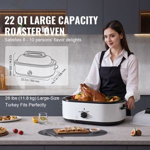 Forno Elettrico per Arrosto di Tacchino da 22 QT con Coperchio Autoriscaldante e Funzione Scongelamento e Riscaldamento da 1450W - Product Image 5