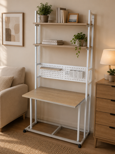 <b>Modern</b> Wood Panel Ladder Bookcase Wall Mounted Storage <b>Shelf</b> Display Rack for Living Room Home Office Student Book Case Factory - Product Image 4