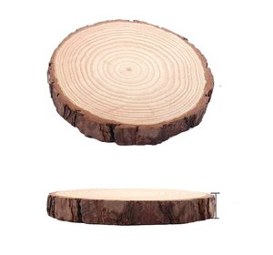 Tranches de bois rondes naturelles avec écorce pour projets de bricolage, décoration intérieure et artisanat de table - Product Image 2