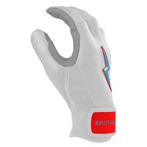 Bruce <b>Bolt</b> White Leather Batting Gloves Padded <b>Hook</b> Loop Closure Unisex Adult Training Customizable Colors & Sizes Wrist Support - Product Image 2