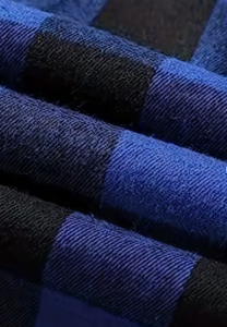 Chemise à manches longues en coton noir pour homme avec manches et col à carreaux bleus Hardihood International - Product Image 3
