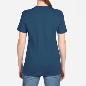 T-shirts unisexes en gros, qualité supérieure, coupe ajustée, col rond suédé, bleu marine nuit, pour hommes - Product Image 3