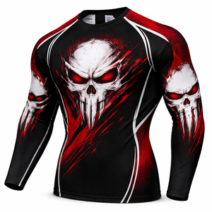 Vente directe usine – T-shirt de compression respirant pour homme, Rash Guard BJJ à manches longues en Spandex/Polyester, personnalisable avec logo numérique pour l'entraînement - Product Image 1