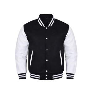 Veste de baseball pour homme en cuir avec logo personnalisé 2024, broderie noire, veste de couple, veste universitaire bleu clair - Product Image 5