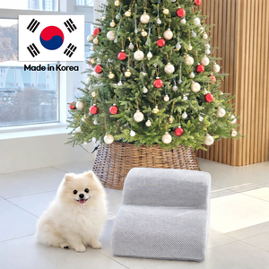 [AllmioPet] Escalera para Mascotas de 2 Peldaños Cloud Fabric, Gris AMP 2 GR, Suave, para Interiores, para Perros, Gatos y Animales Mayores - Product Image 1