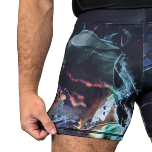 Shorts de compression sportifs pour hommes avec imprimé par sublimation, séchage rapide, taille élastique, taille mi-haute, longueur courte - Product Image 4
