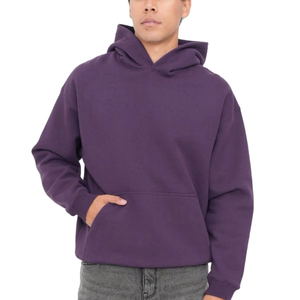 Sudadera con capucha morada para hombre, corte regular, color sólido, informal, tejida, para otoño - Product Image 4