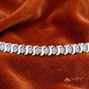 สร้อยข้อมือเงินประดับมอสซาไนต์สำหรับผู้หญิง สร้อยแฟชั่นแบบโซ่เส้นเล็ก สร้อยเทนนิส ของขวัญวันครบรอบแต่งงาน สไตล์หรูหรา - Product Image 2