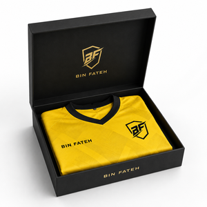 <b>BIN</b> FATEH Men's Yellow Black Soccer Uniform Set Sublimation Print Breathable Polyester Adult Size Soccer Uniform Set OEM - Product Image 5