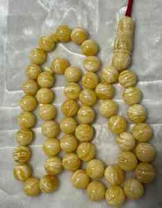 Cuentas Redondas de Ámbar Natural con Diseño de Piel de Tigre, Blancas, de 11+ mm, Cuentas de Rosario Musulmanas de Alta Calidad para Imanes - Product Image 1