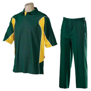 Ensemble homme respirant en polyester, chemise à manches courtes imprimée vert et blanc et pantalon à taille élastique, uniforme de cricket coupe droite - Product Image 4
