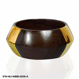 Brazalete de madera oscura hecho a mano con incrustaciones de latón pulido, brazalete geométrico de madera para mujer - Product Image 4