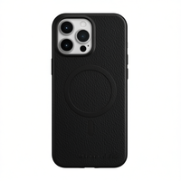 Étui en cuir véritable avec anneau magnétique et support de téléphone pour 13/14, design métallique uni, protection contre les chutes