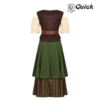 Costume médiéval pour femmes, robe de serveuse de bière allemande, Dirndl, robe en mousseline de soie tissée, cosplay, fête, grande taille